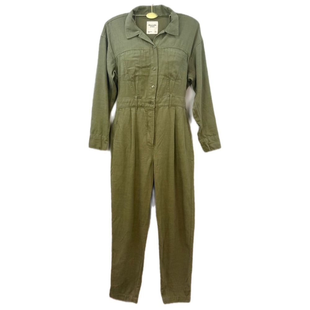 Abercrombie & Fitch Olive Green Utility Boiler Suit Jumpsuit Long Sleeve SP